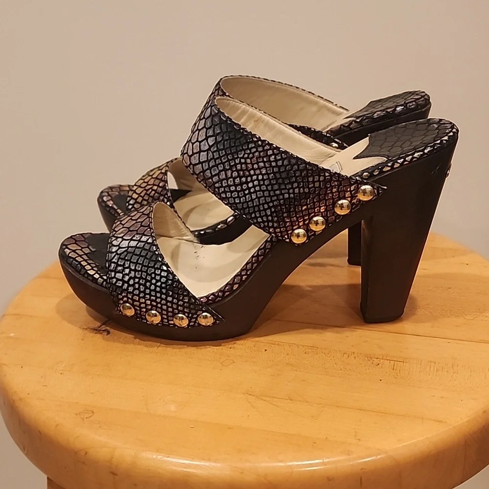 Authentic Jimmy Choo Irridescent Mule Chunky Heels with Chunky Platform - Picture 4 of 9